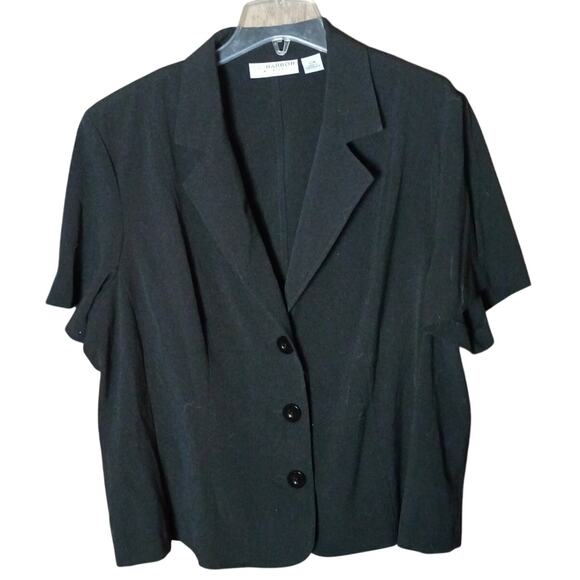 VTG Sag Harbor Women 22W Black Short Sleeve 3 Button Front Blazer Jacket - Picture 2 of 7